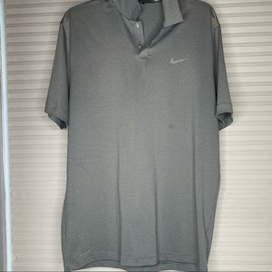 NIKE Stripped Grey and Green Dri-Fit Golf Polo